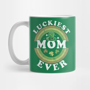 Luckiest Mom Ever Matching St Patty's Day Retro Vintage Mug